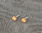 Cute Orange and White Striped Earrings