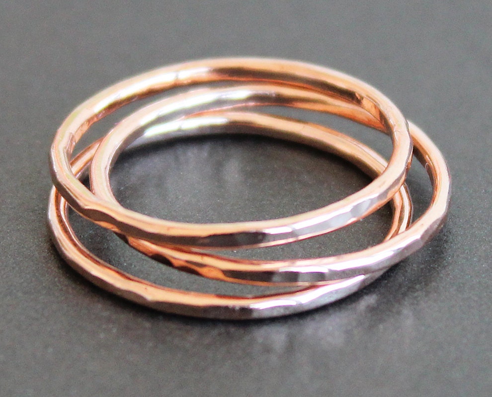 Rose Gold Vermeil Ring - Hammered Band (1 Ring) READY TO SHIP
