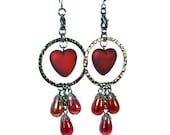 Heart Earrings, Valentine's Earrings, Crimson Red