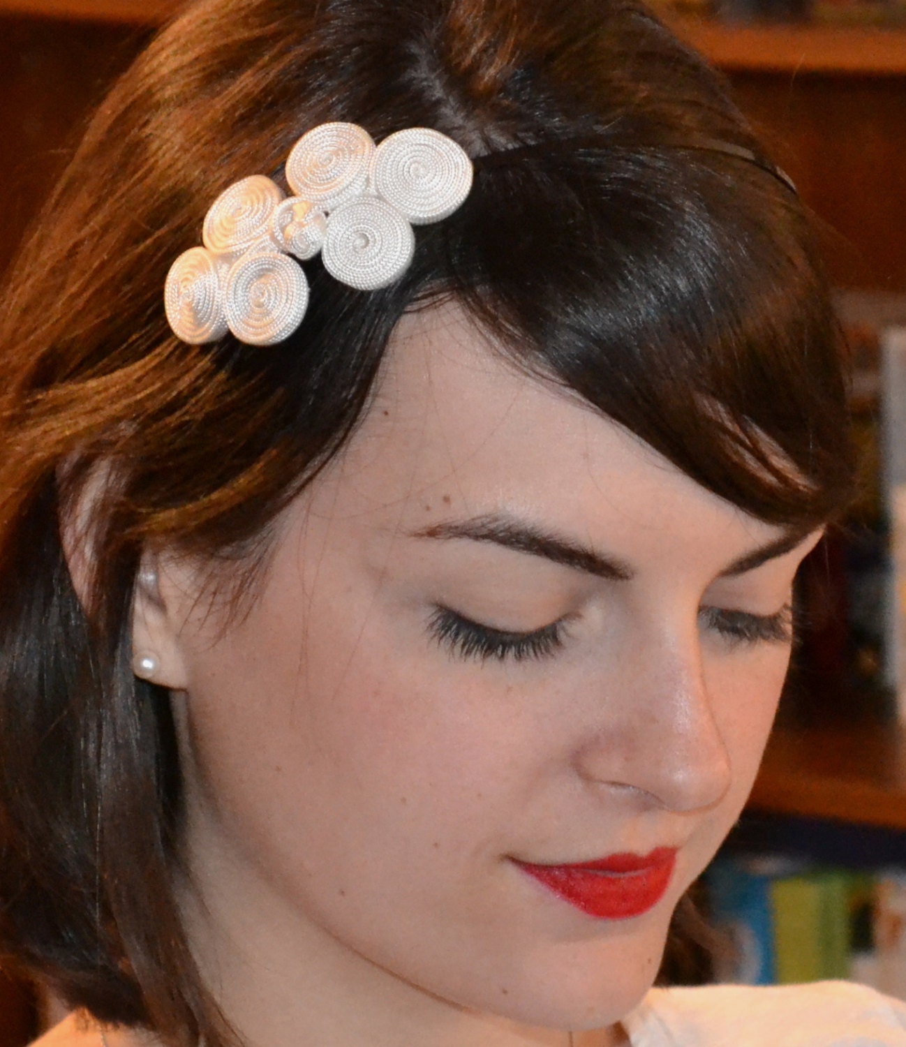 Celtic Headband Spiral Ivory Silk Headband for Women and Teens Handmade by Jill's Boutique