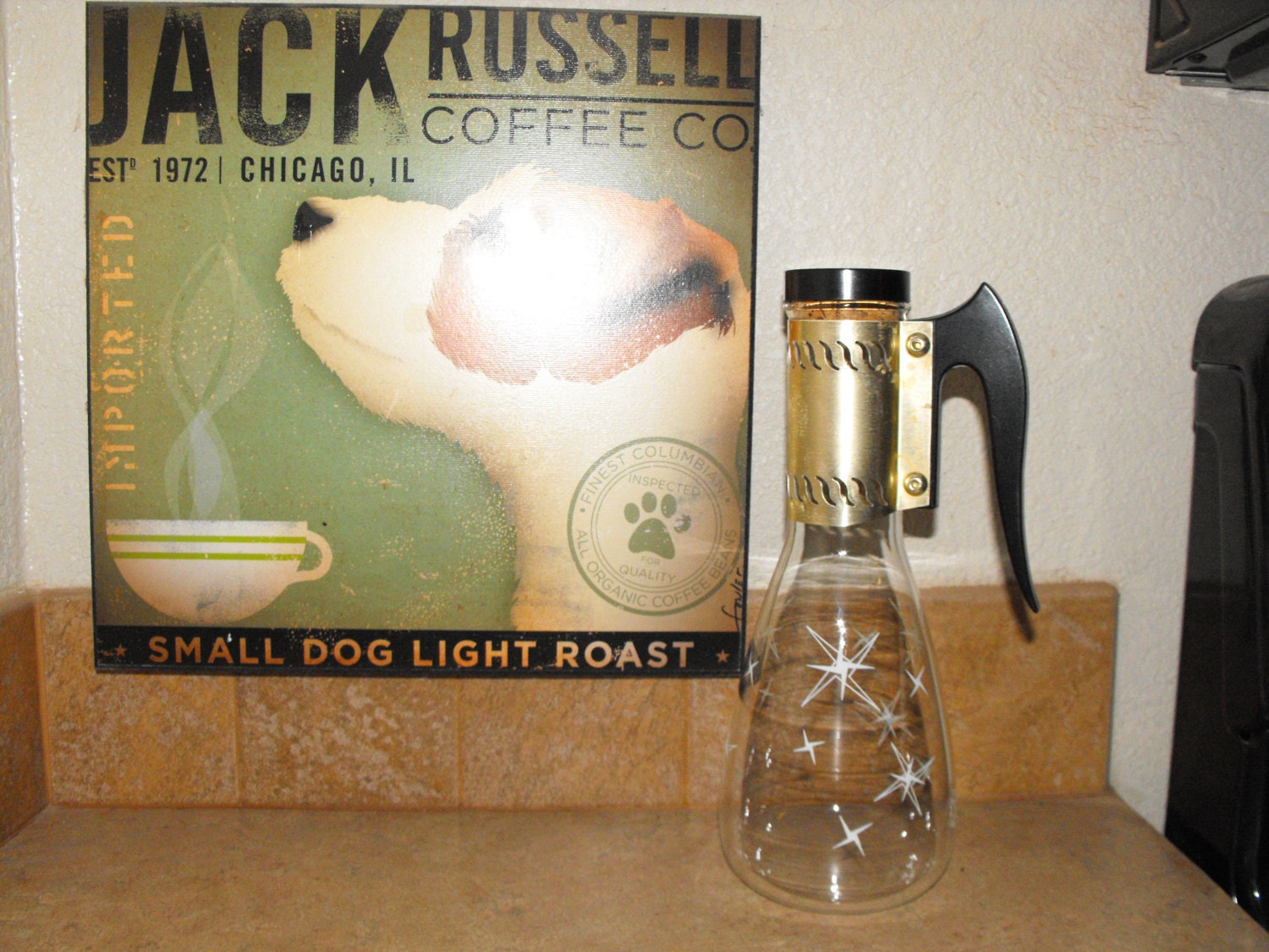 Vintage 60's coffee carafe with atomic starburst design