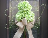 Hydrangea and Burlap Wreath, Summer Spring Wreath, Hydrangea Wreaths, Burlap Door Decor