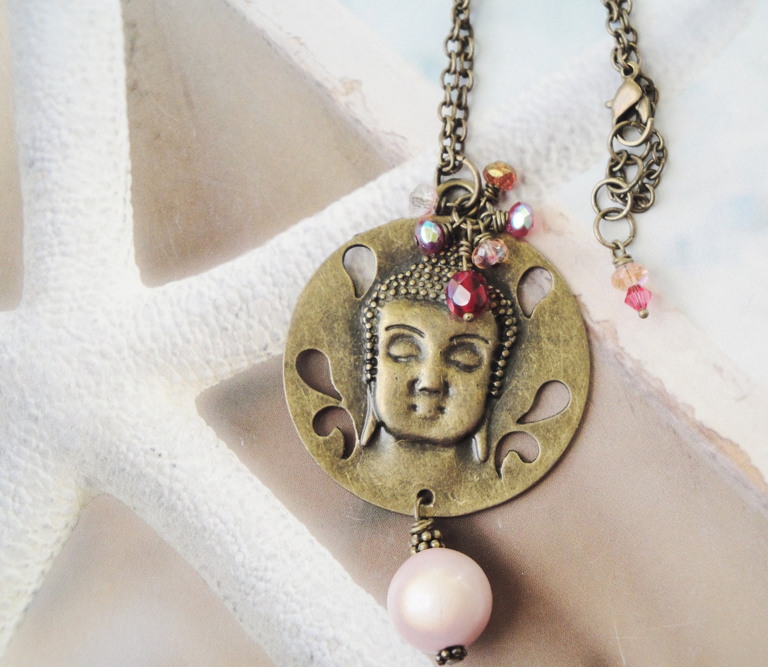 Total Zen Large Brass Serene Buddha Pendant Necklace