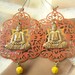 Inner Peace Sitting Buddha Cinnamon & Spice Painted Filigree Hanging Earrings