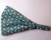 Yoga Headband Cotton Bandana - Oh Deer from MoMo for Moda- Tiny Deer in Bright Sky fabric