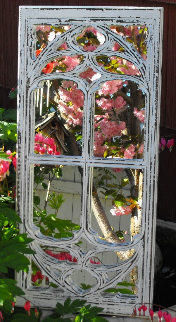 Window Frame Mirror White Distressed