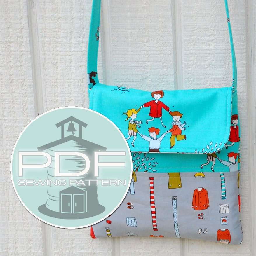The Middle School Messenger bag sewing pattern - great for young girls, tweens, teens - PDF INSTANT DOWNLOAD