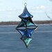 3D Blue and Green Stained Glass Flower Snowflake Suncatcher