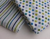 Fitted Crib Sheet Set (of 2) - Stripes and Dots (coordinating with Alexander Henry's 2D Zoo)