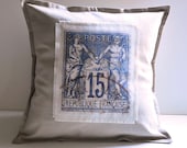 French stamp pillow cover