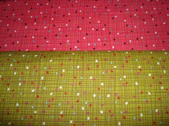 Farmdale CrossHatch Fabric in Pink and Green by Alexander Henry- 1 yard each-Total of 2 yards