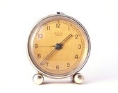 Vintage Russian mechanical alarm clock Slava from Soviet Union period