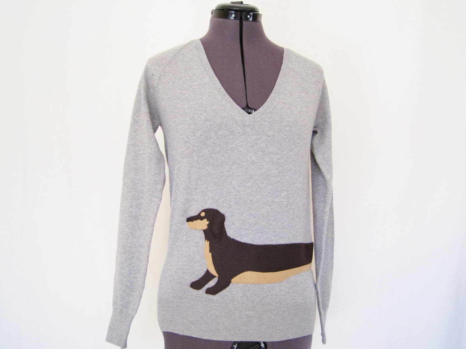 Wrapped Dachshund Sweater in heather gray