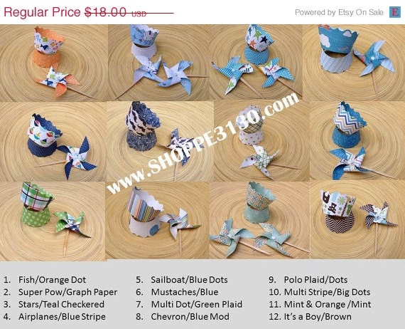 ON SALE NOW Mini Pinwheel Cupcake  Set of 12