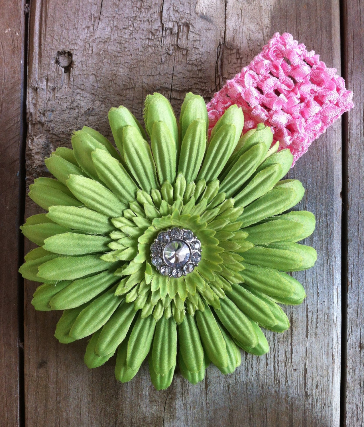 Easter Spring Green Flower Pink Baby Newborn Headband