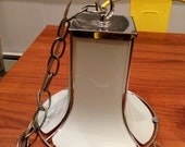 Vintage Italian Antique 1960s White Glass Ceiling Pendant Light Chrome Retro Gallery One Kings Lane