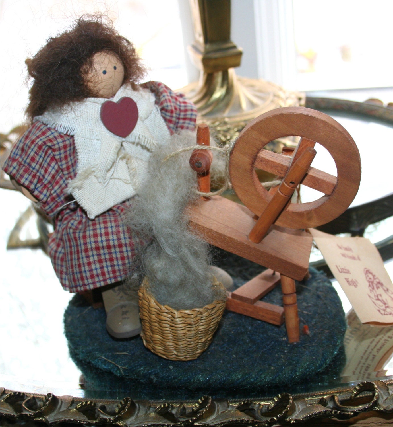 1993  Lizzie High Doll is a  vintage wooden  Folk Art doll complete with original tags