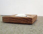 salt cellar - white oak salt dish with metal spoon