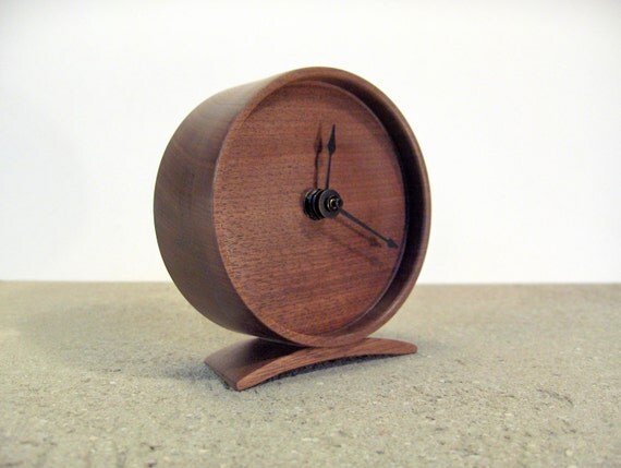 Wood Clock - Solid walnut with black or white clock hands