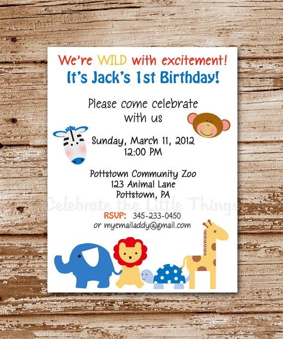 SET of 12 ZOO Animal Invitations - Jungle Il_570xn