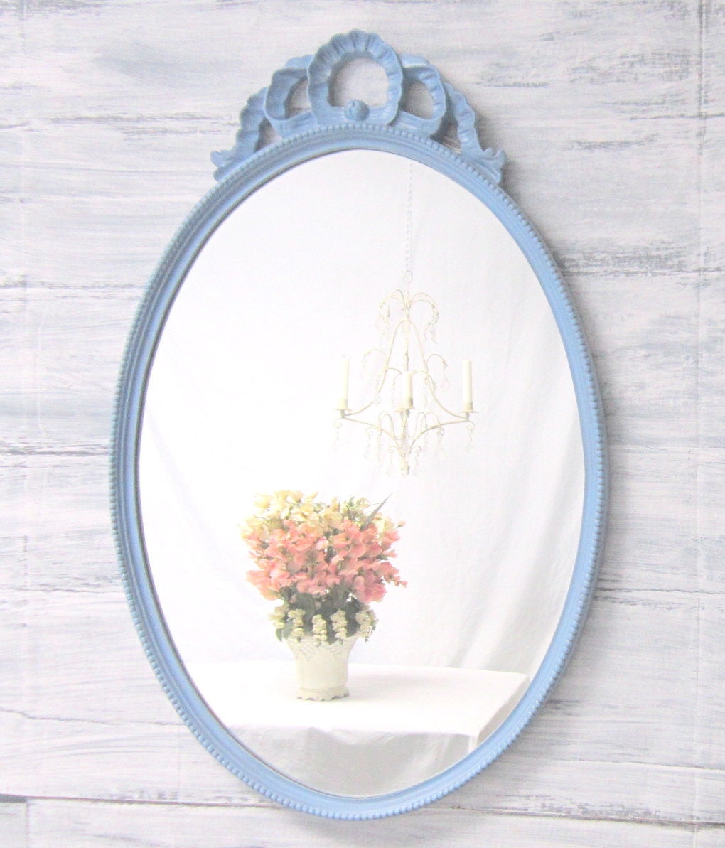 Decorative Wall Mirrors DECORATIVE VINTAGE MIRRORS For Sale French Blue Large Mirror Mantel 34" x21" Framed Vanity Mirror Shabby Chic
