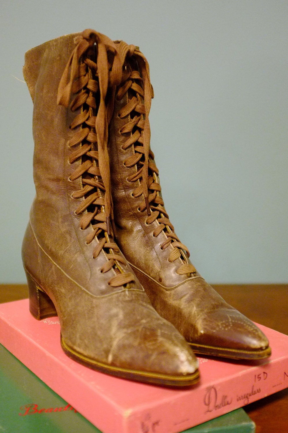 Victorian Brown Lace up Boots