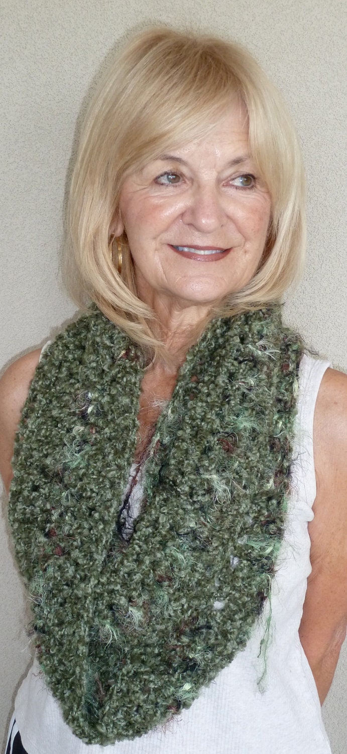 Infinity Crochet Scarf Green