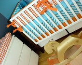Upgraded Bumpers/ Sheet/ Skirt with Trim/ Changing Pad Cover (Modern Baby Bedding Crib Set)
