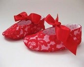 Red baby shoes girls pink and red baby girl shoes- Lacey Red