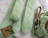 Seafoam Mint Cotton Tweed Necktie with Colour Specks