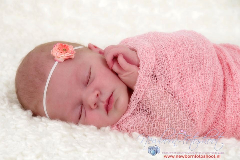 Newborn Headband, Baby Headband - Pink and Peach Rose Flower ,Great for Photo Prop
