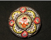 Antique Italian Mosaic Floral Brooch / Free Shipping  in USA