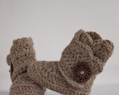 Rosey Grey Crochet Shell Wrap Boots- Choose Your Size