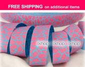 5 yards 7/8" 22mm Giraffe Spot Hot Pink Animal Grosgrain Ribbon 7100/97 ..... FREE SHIPPING on additional items