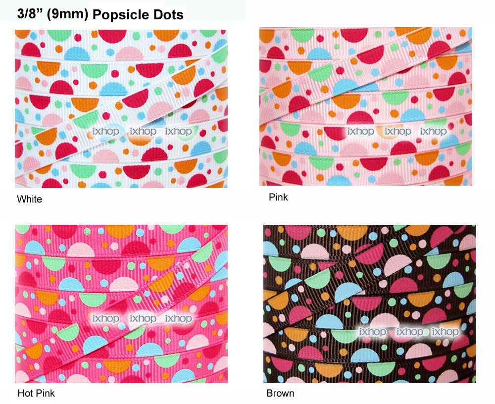 5 Yards 3/8" 9mm Popsicle Party Dots MTMG Grosgrain Ribbon Gymboree ... 7100/10 7100/31 7105 ..... FREE SHIPPING Worldwide