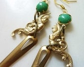 Sirena Earrings, Vintage Glass and Brass