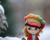 40 % OFF Sale Hat OOAK Blythe Hat Newsboy  Hat Colorful Fantasy  Hat Blythe Hat Blythe Outfit