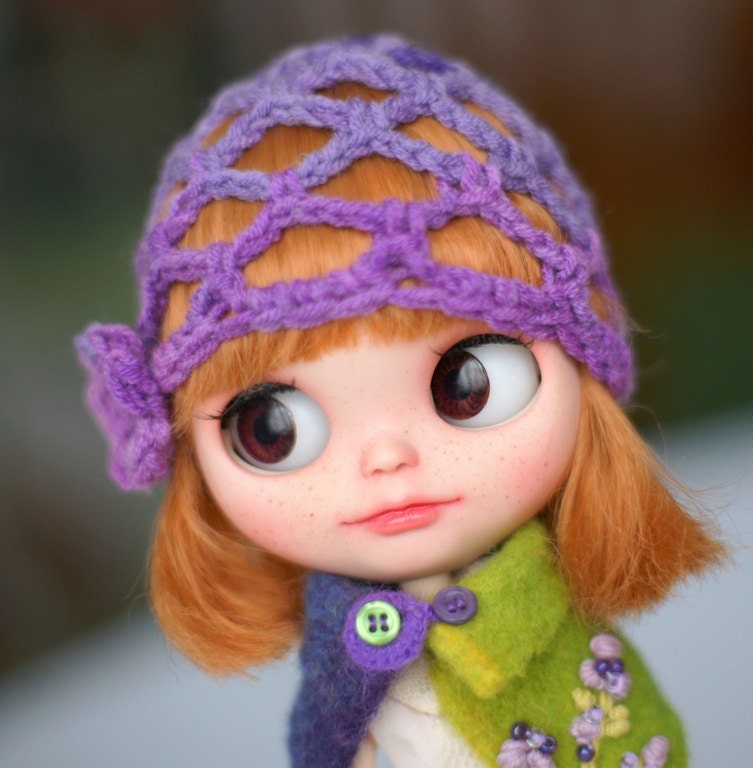 40% OFF Sale Lace hat Blythe Colorful acrylic Hat OOAK Blythe Hat for Blythe Outfit Blythe Pinup Hair Snood Hat