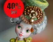 40% OFF Sale OOAK Monster High Repaint Frankie Stein with dress, shoes, hat and Necklace