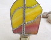 Sunshine Yellow Buttercup Rose Sunrise Hand Crafted Stained Glass Electric Night Light