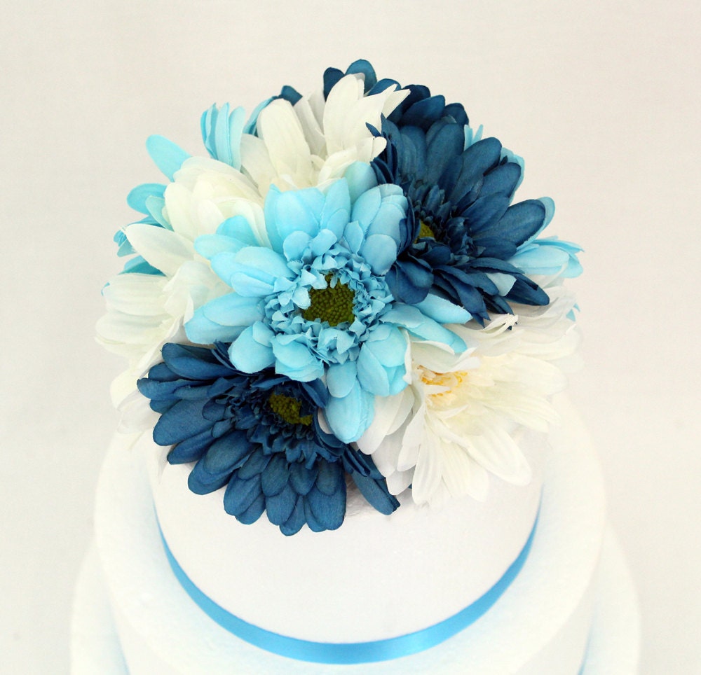 MADE TO ORDER Gerbera Daisy Silk Flower Wedding Cake Topper - 8 inch diameter