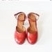 birthday sale // Vintage 70s Red ROUND TOE Heels - Connie - Women 6.5 Narrow