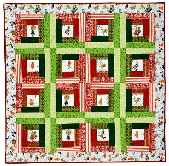 Christmas Quilt Kit Easy Fun Cabin Fever Log Cabin Quilt Baby Quilt Kit