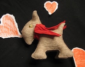i Love my scottie in Valentino Red....Merino Wool Upcycled/Repurposed/recycled Mini Stuffed doggie animal/child/toy/gift/turquoise/gold