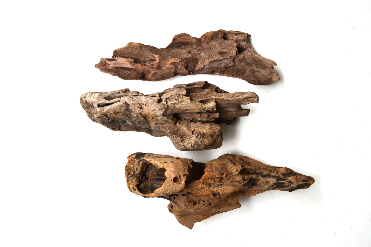 3 Unique Driftwood pieces for craft projects, aquarium or home decor