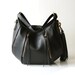 Leather Handbag Purse - OPELLE Ballet Bag - Large Size in Black Pebbled Leather
