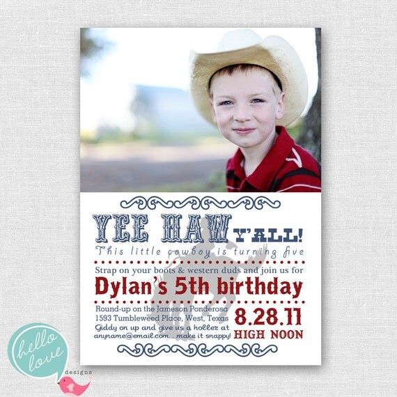 Cowboy printable birthday invitation - western, buckaroo, pardner Il_570xn