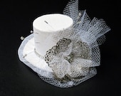 White Mini Top Hat Child Headpiece with Rhinestone Flower ... Bridal White Hat