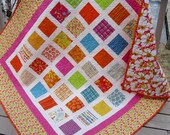 Simply SNAP POP 54x60 quilt in eye popping yellow, lime, fuchsia, orange, turquoise
