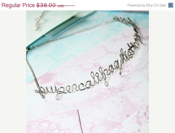 Memorial Day Weekend Sale Supercalifragilisticexpialidocious Necklace - Silver Wire Word Novelty Gift